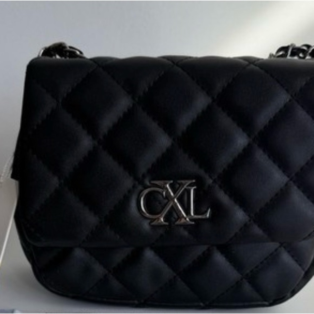 Christian Lacroix Valo Chain Black Quilted Shoulder Bag Vegan Leather